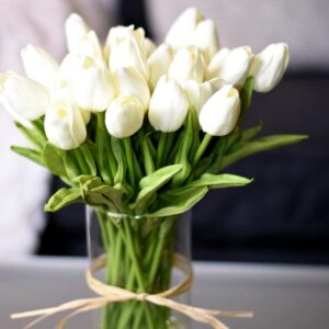 פרחי צבעוני מלאכותיים לבן - גלילה