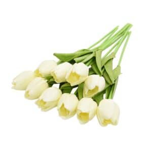 פרחי צבעוני מלאכותיים לבן שוכב - גלילה